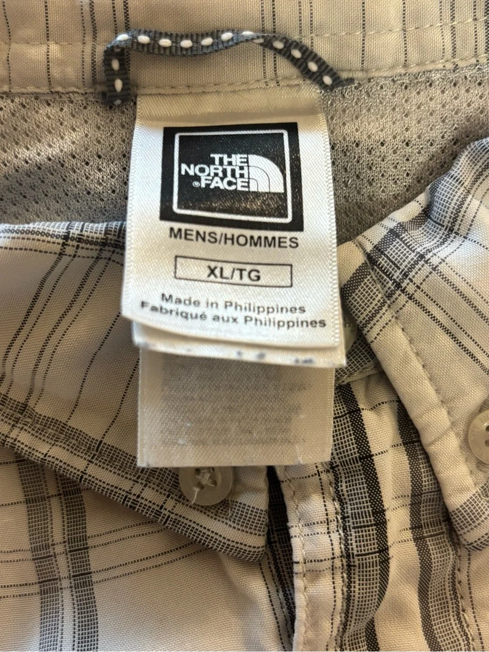 The North Face Men's Light Gray Plaid Button-Down Shirt Hiking